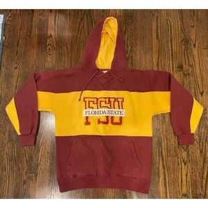 Florida State Seminole Embroidered Hoodie Sweatshirt Mens M FSU Rare Vintage VTG